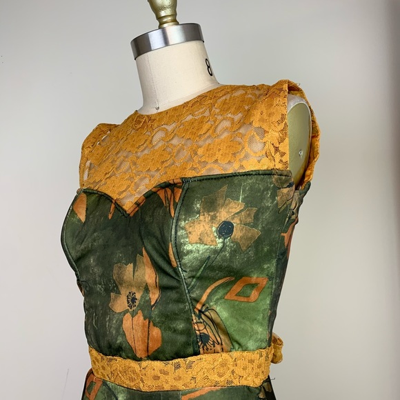 Handmade Green and Gold Dress. - Picture 3 of 5